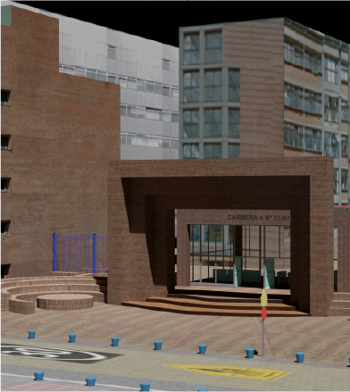 Plazoleta U Tadeo modelada en 3D